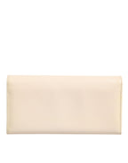 Dolce & Gabbana Beige Leather Trifold Logo Plaque Card Holder Wallet