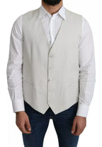 Dolce & Gabbana Off-White Cotton Silk Formal Coat Vest