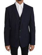 Dolce & Gabbana Blue Wool MARTINI Blazer Vest 2 Piece