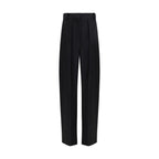 Khaite Black Viscose Casual Pants