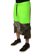 Dolce & Gabbana Green Patchwork Cargo Bermuda Shorts