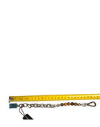 Dolce & Gabbana Silver Brass Chain Beaded Logo Plaque Keychain Keyring