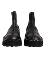 Dolce & Gabbana Black Chelsea Boots Leather Slip On Shoes
