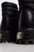 Dolce & Gabbana Black Padded Mid Calf Lace Up Boots Shoes
