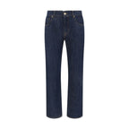 7FOR Blue Cotton Straight-Leg Jeans