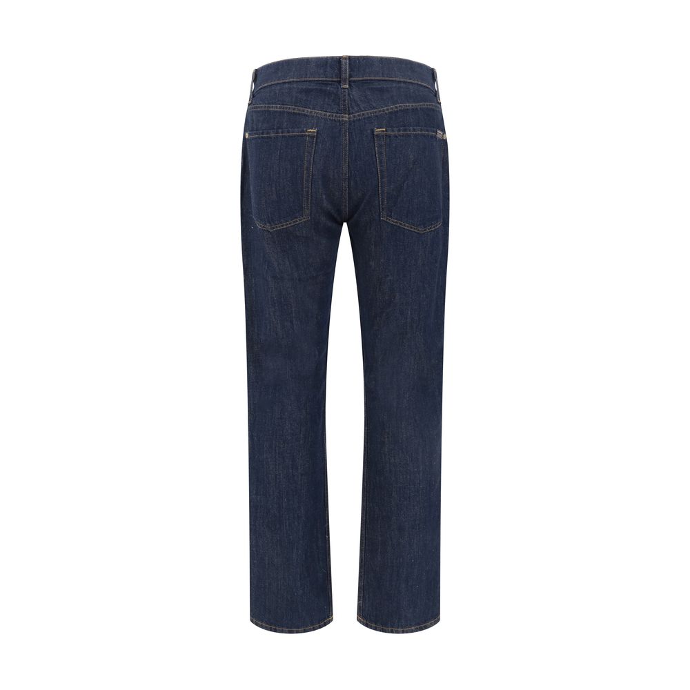 7FOR Blue Cotton Straight-Leg Jeans