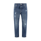 Brunello Cucinelli Blue Cotton Straight-Leg Jeans