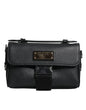 Dolce & Gabbana Black Logo Plaque Leather Buckled Shoulder Crossbody Bag