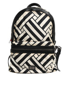 Dolce & Gabbana Black White Nylon Leather Travel Back Pack Bag