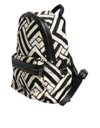 Dolce & Gabbana Black White Nylon Leather Travel Back Pack Bag
