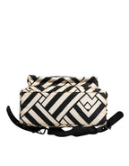 Dolce & Gabbana Black White Nylon Leather Travel Back Pack Bag