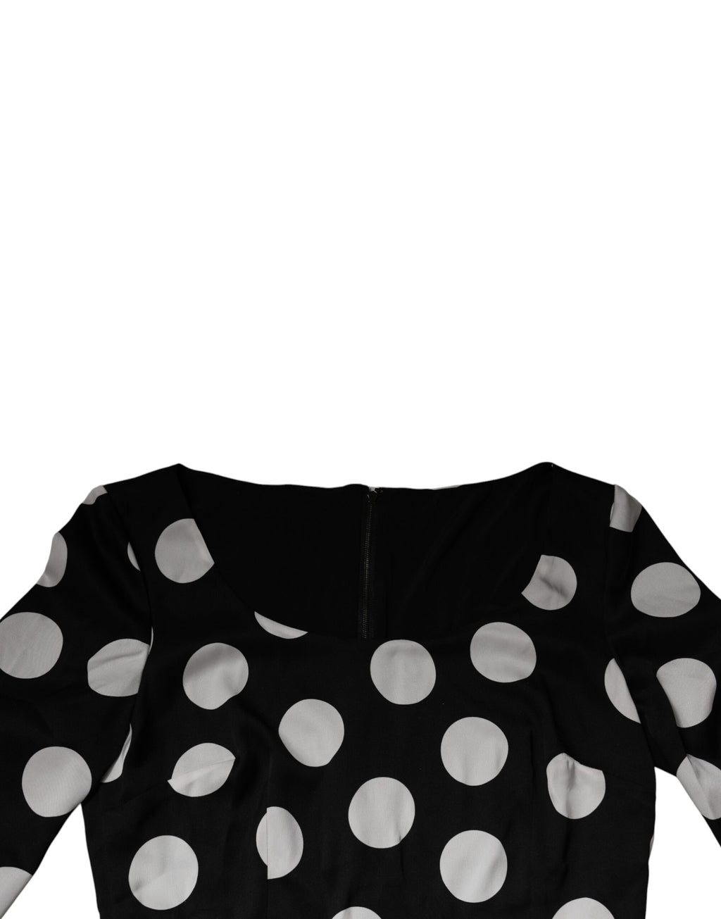 Dolce & Gabbana Black White Silk Polka Dots Sheath Midi Dress