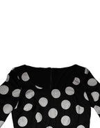 Dolce & Gabbana Black White Silk Polka Dots Sheath Midi Dress