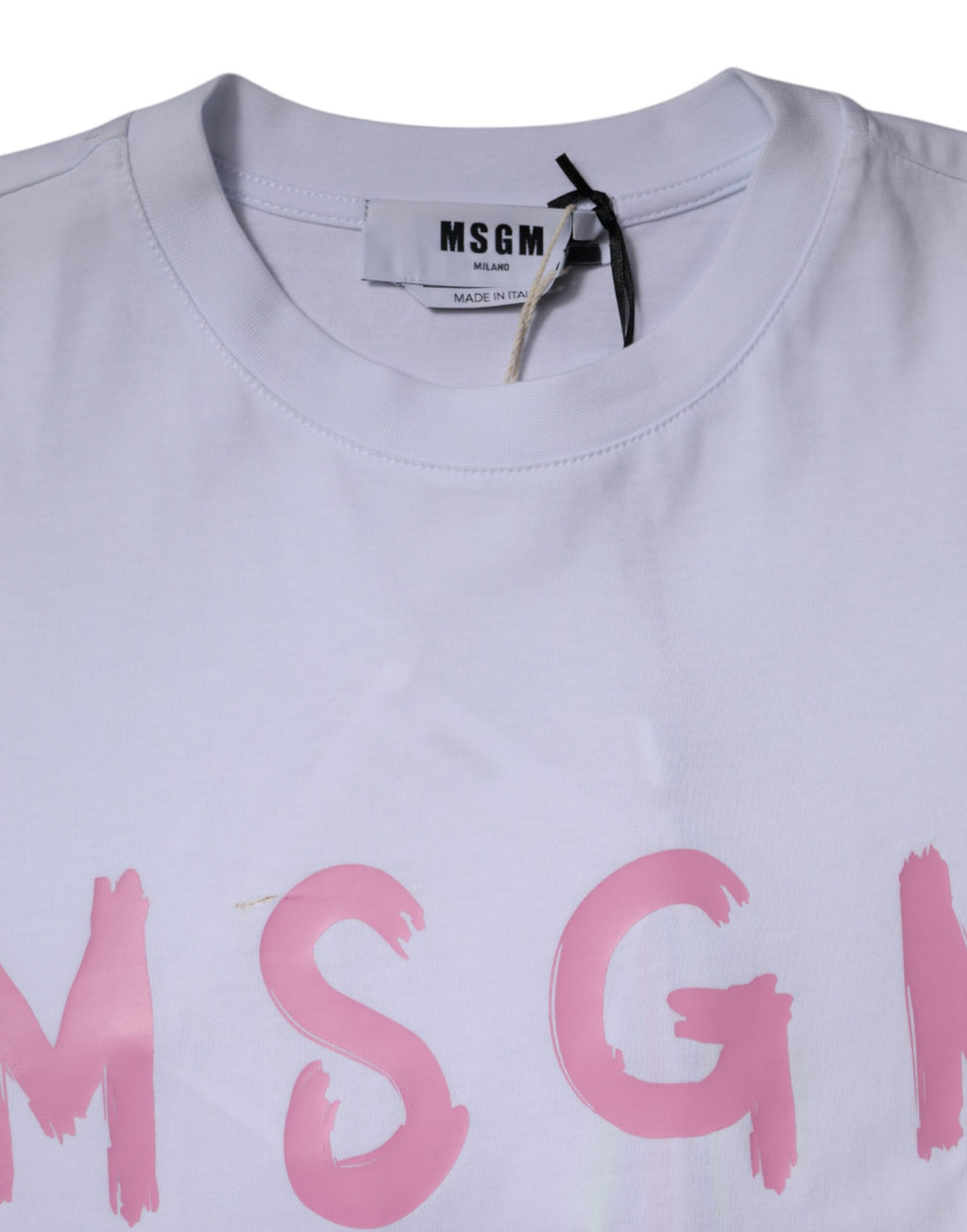 MSGM White Logo Print Cotton T-shirt Short Sleeves Mini Dress
