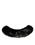 Dolce & Gabbana Black Fur Shawl Neck Wrap Cover Collar Scarf