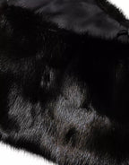 Dolce & Gabbana Black Fur Shawl Neck Wrap Cover Collar Scarf
