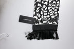 Dolce & Gabbana Black White Patterned Fringes Shawl Scarf