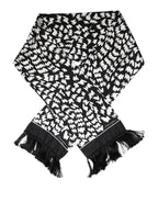 Dolce & Gabbana Black White Patterned Fringes Shawl Scarf