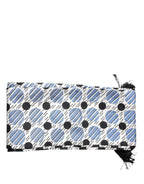 Dolce & Gabbana White Blue Polka Dotted Silk Skinny Scarf