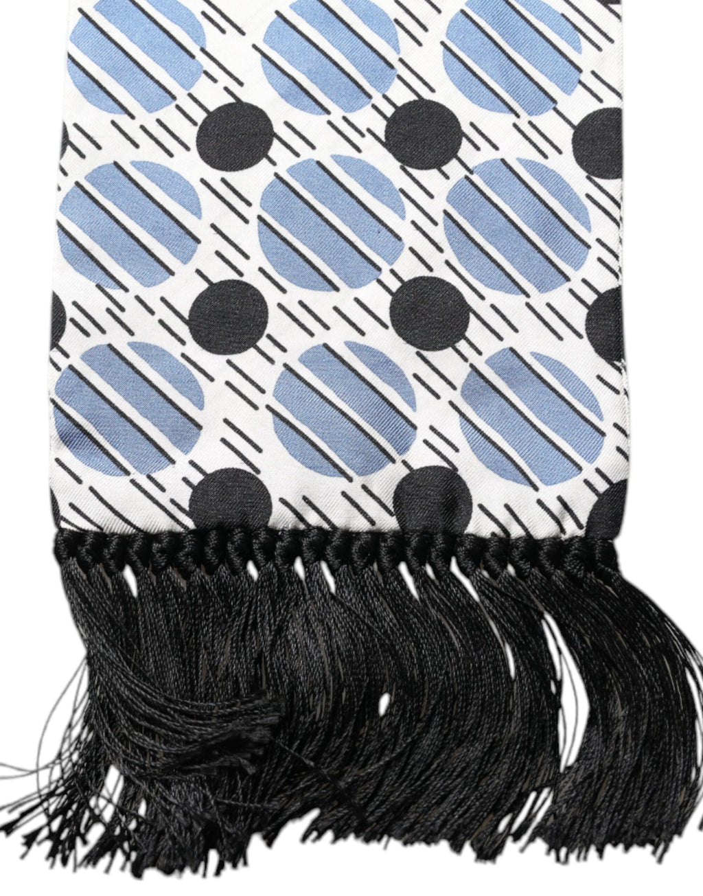 Dolce & Gabbana White Blue Polka Dotted Silk Skinny Scarf