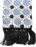 Dolce & Gabbana White Blue Polka Dotted Silk Skinny Scarf