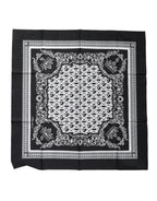 Dolce & Gabbana Black Logo Monogram Cotton Handkerchief Scarf