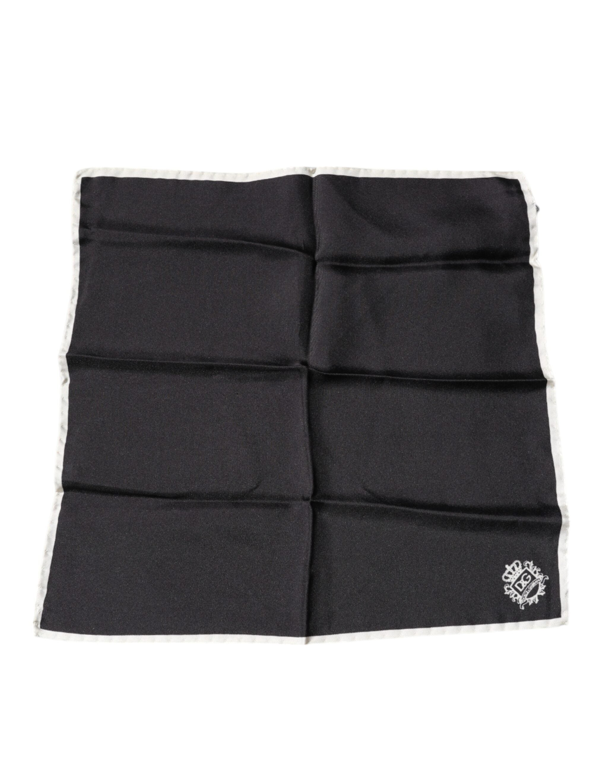 Dolce & Gabbana Black Crown Logo Square Handkerchief Scarf