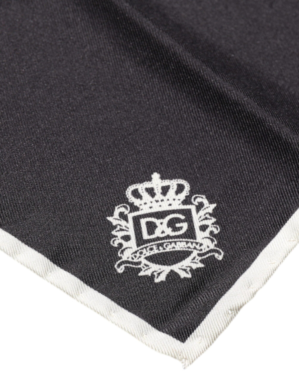Dolce & Gabbana Black Crown Logo Square Handkerchief Scarf