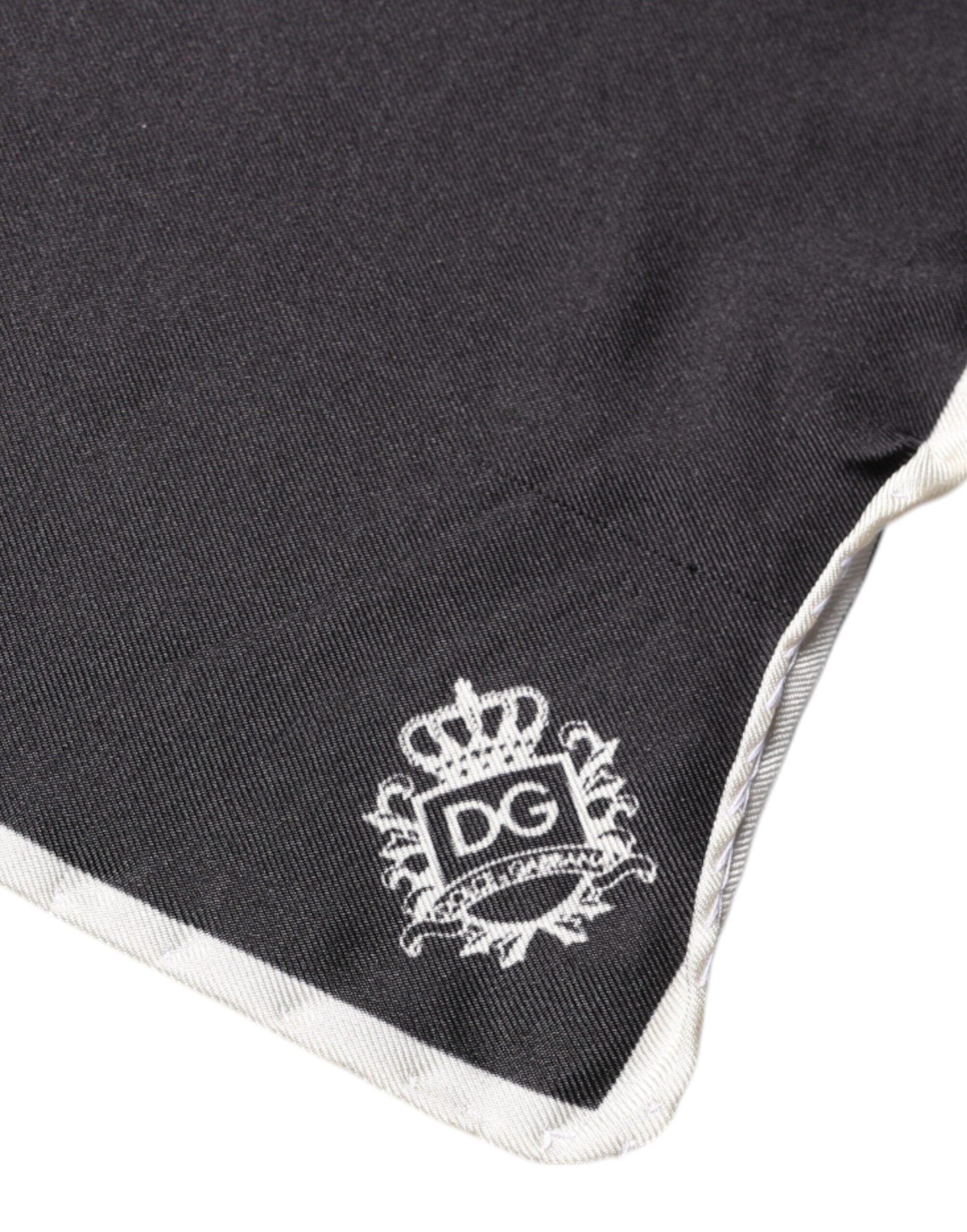 Dolce & Gabbana Black Crown Logo Square Handkerchief Scarf