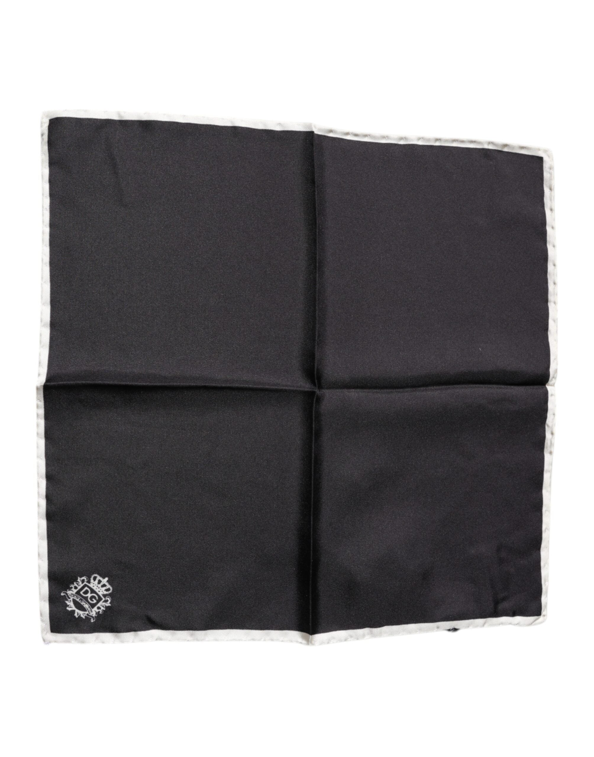 Dolce & Gabbana Black Crown Logo Square Handkerchief Scarf