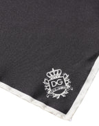Dolce & Gabbana Black Crown Logo Square Handkerchief Scarf