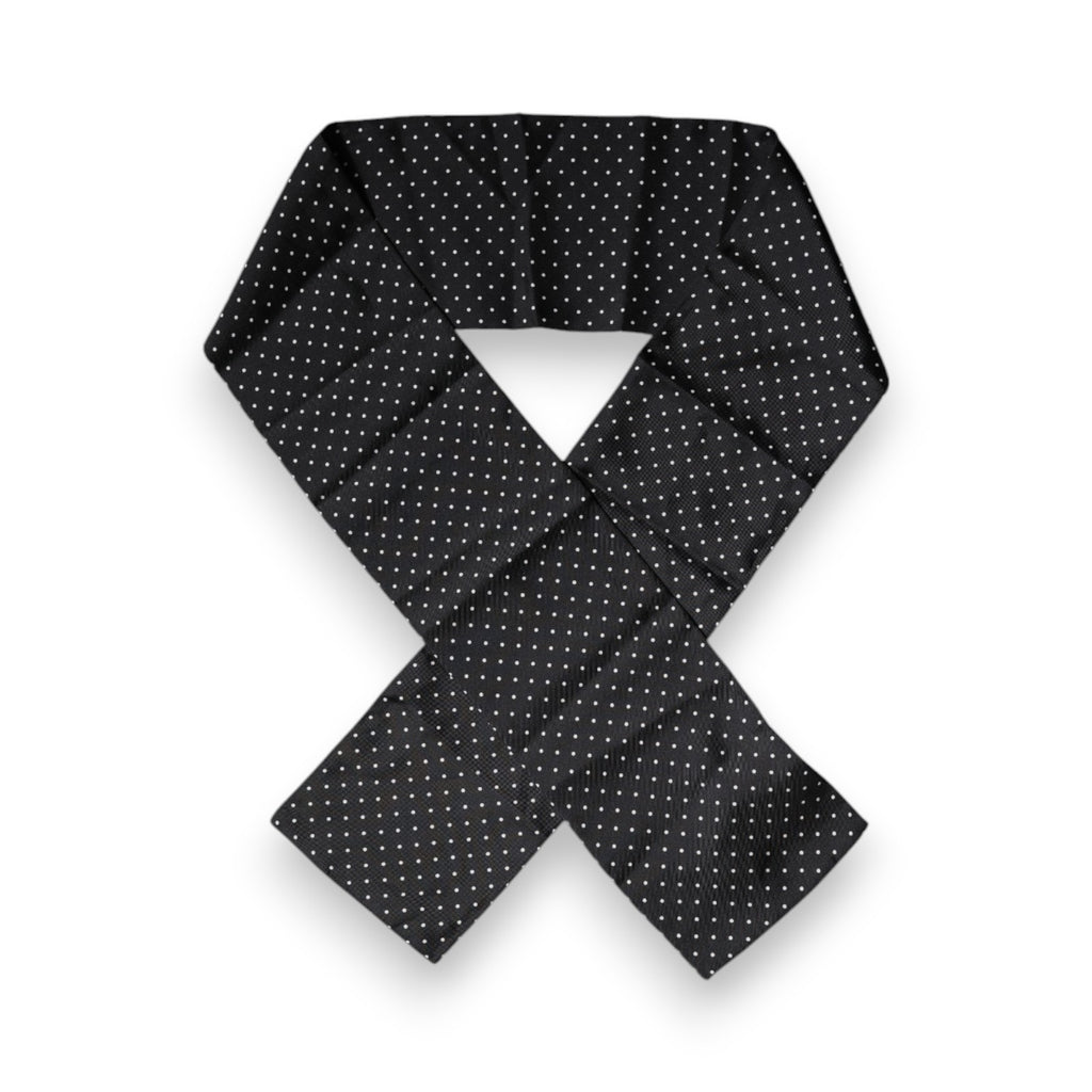 Dolce & Gabbana Black Polka Dots Silk Skinny Neck Wrap Scarf