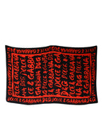 Dolce & Gabbana Black Red Logo Print Cotton Beach Towel