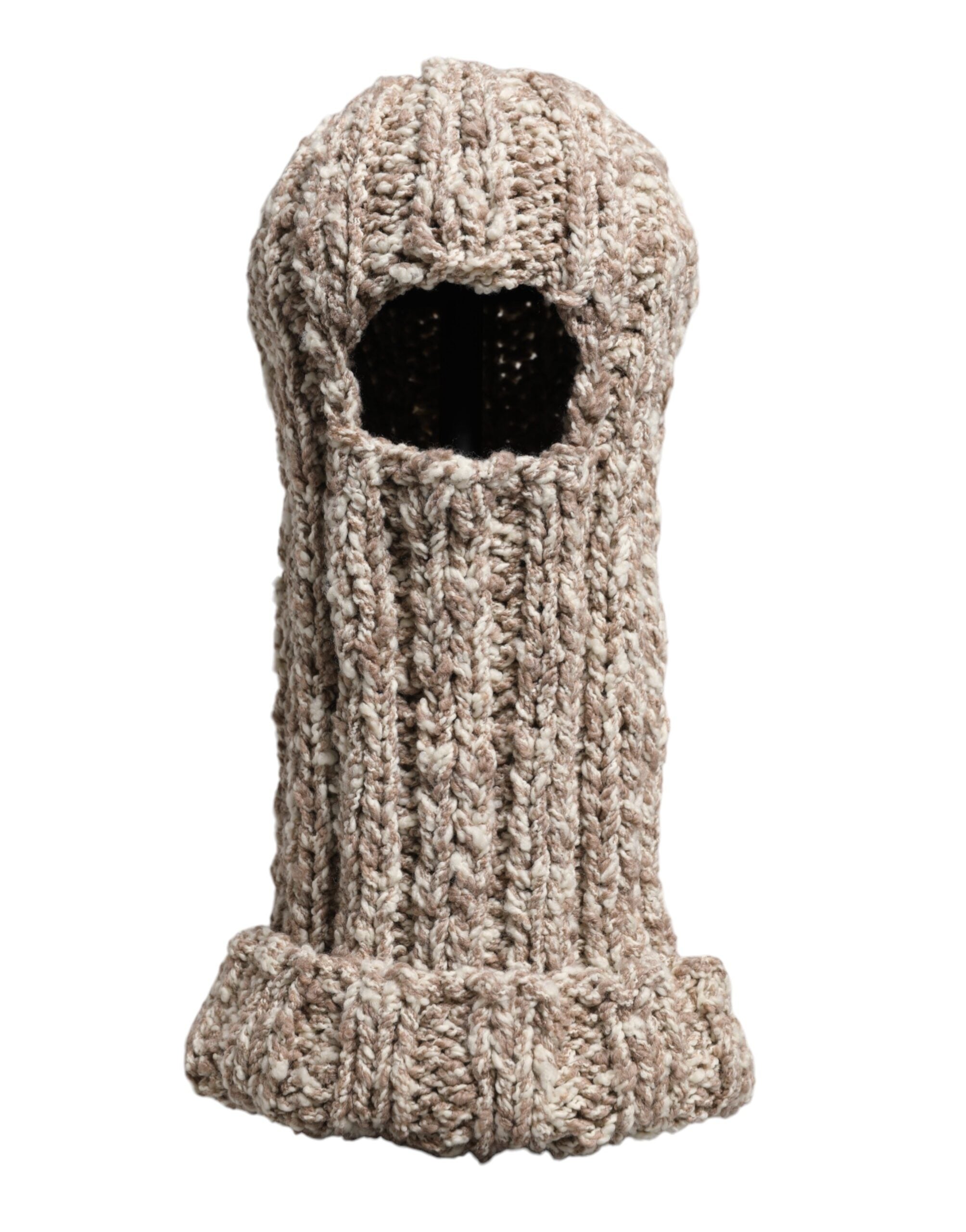 Dolce & Gabbana Beige Wool Knitted Ski Mask Balaclava Hat