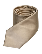 Dolce & Gabbana Beige Solid Silk Adjustable Necktie Tie