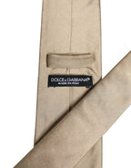 Dolce & Gabbana Beige Solid Silk Adjustable Necktie Tie