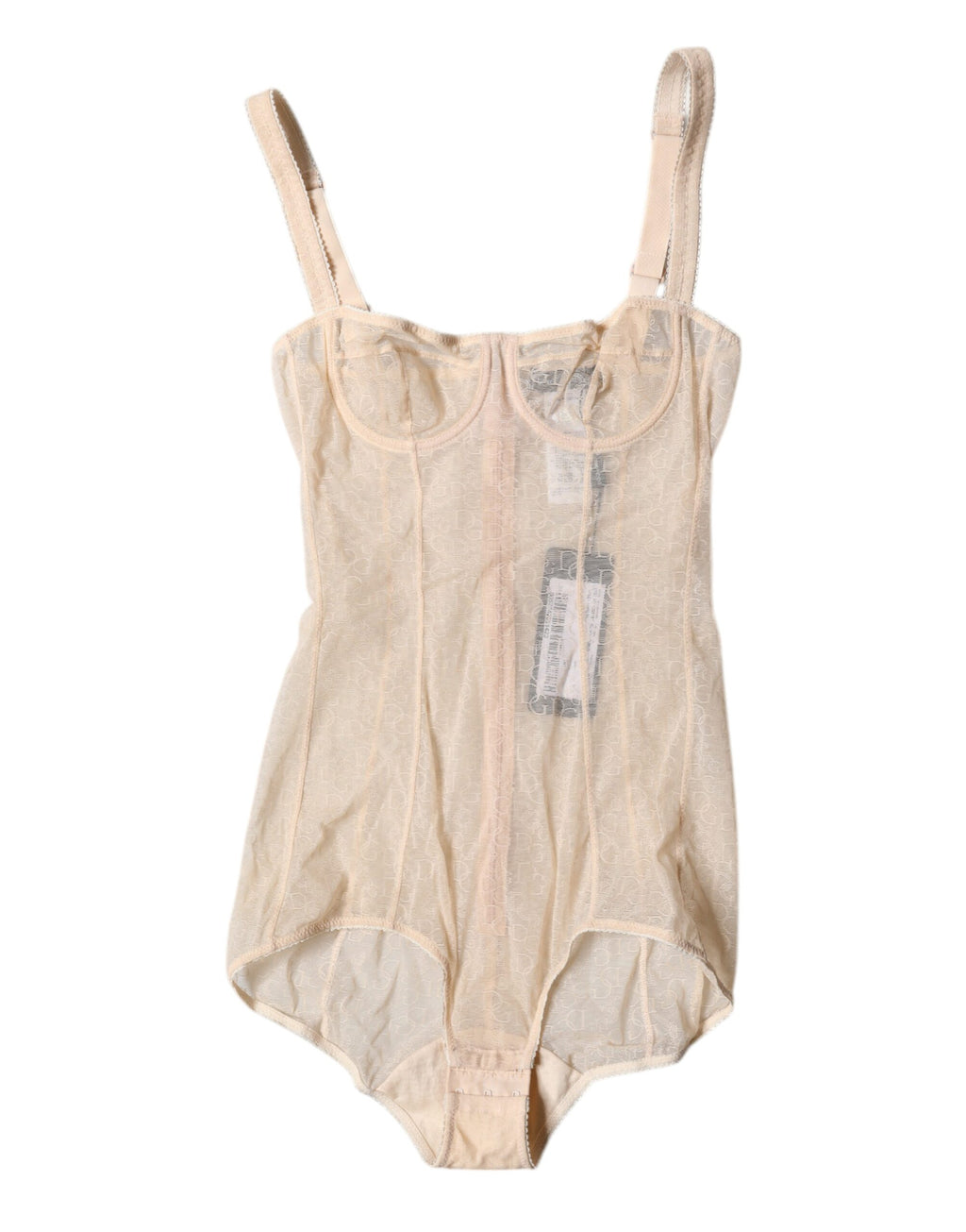 Dolce & Gabbana Beige Tulle Balconette Bra Bodysuit Underwear