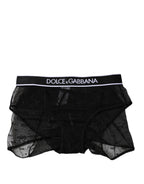 Dolce & Gabbana Black Tulle Nylon Mid Waist Panty Underwear
