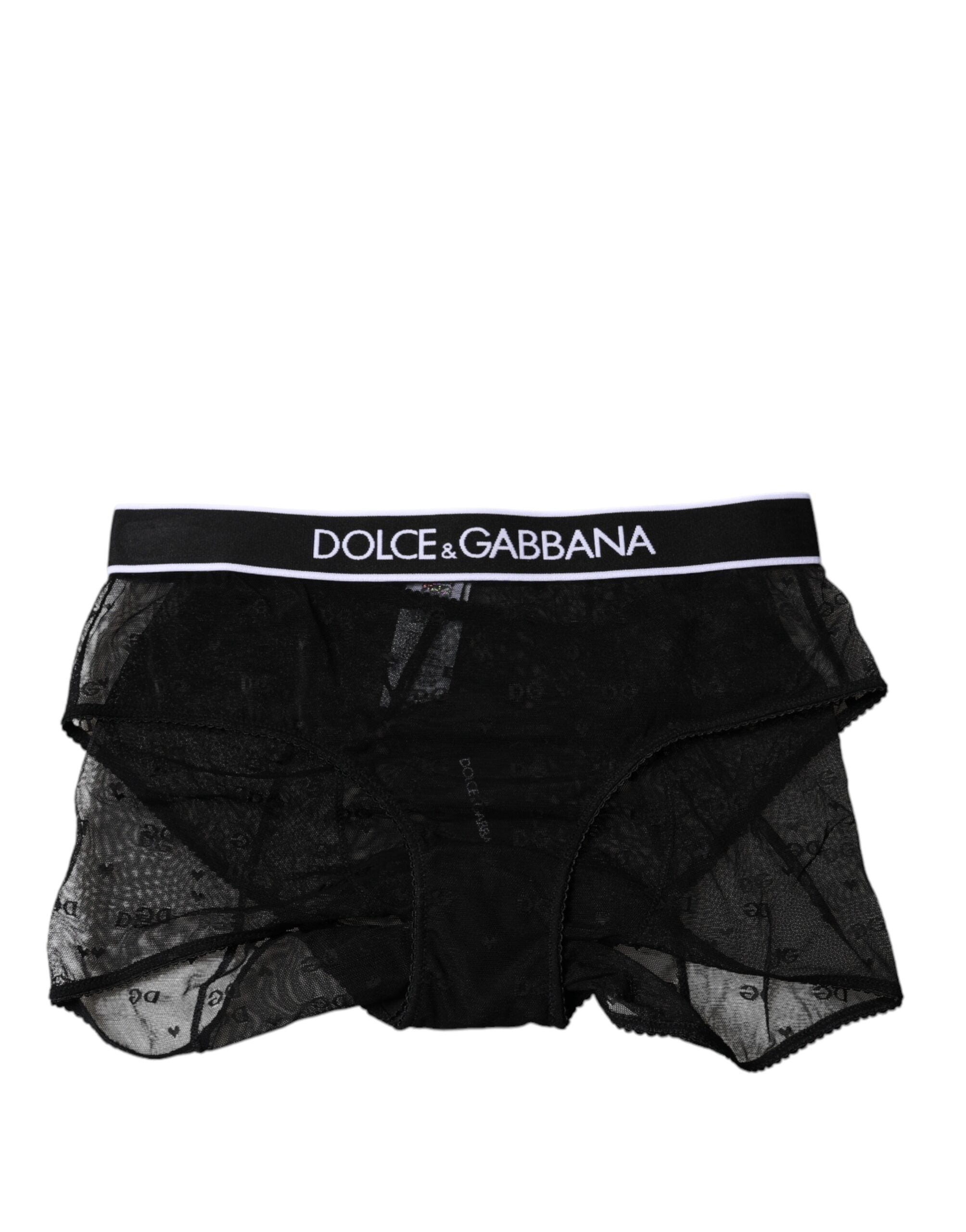 Dolce & Gabbana Black Tulle Nylon Mid Waist Panty Underwear
