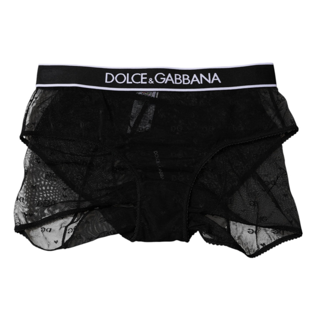 Dolce & Gabbana Black Tulle Nylon Mid Waist Panty Underwear