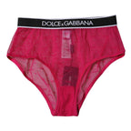 Dolce & Gabbana Fuchsia Tulle Nylon Mid Waist Panty Underwear