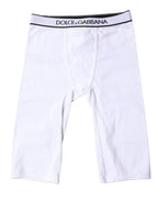 Dolce & Gabbana White Logo Cotton Cropped Tights Underwear