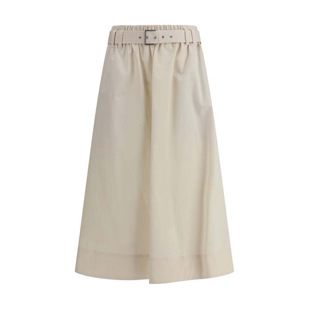 Brunello Cucinelli Cream Wide Long Skirt