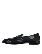 Dolce & Gabbana Black Logo Cotton Loafers Formal Dress Shoes
