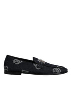 Dolce & Gabbana Black Logo Cotton Loafers Formal Dress Shoes