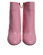 Dolce & Gabbana Pink Patent Leather Heel Mid Calf Boots Shoes