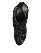 Dolce & Gabbana Black Floral Lace Heels Ankle Boots Shoes