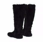 Dolce & Gabbana Black Xiangao Lamb Fur Leather Boots Shoes