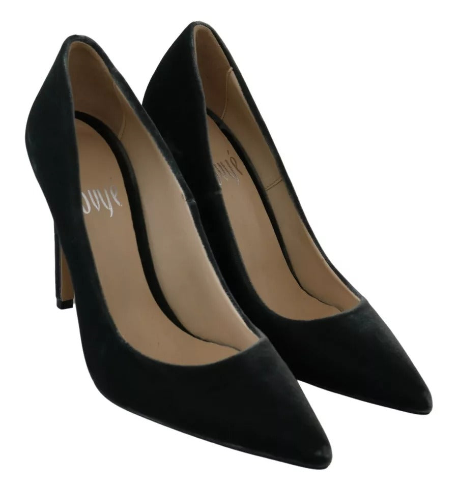 Ovyé Gray Velvet Dress Stiletto Pumps Shoes