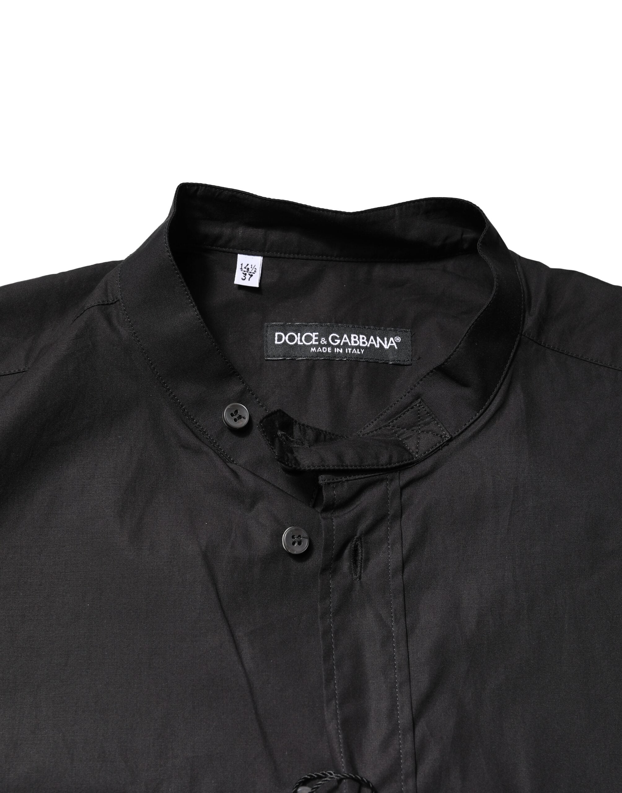 Dolce & Gabbana Black Cotton Button Down Men Casual Shirt